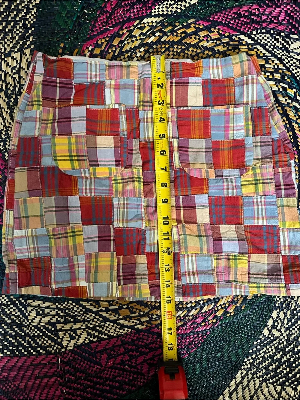 J. Crew Colorful Patchwork Plaid Mini Skirt